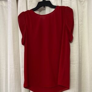 Naked Zebra Vibrant Red Blouse with Pleated Sleeves